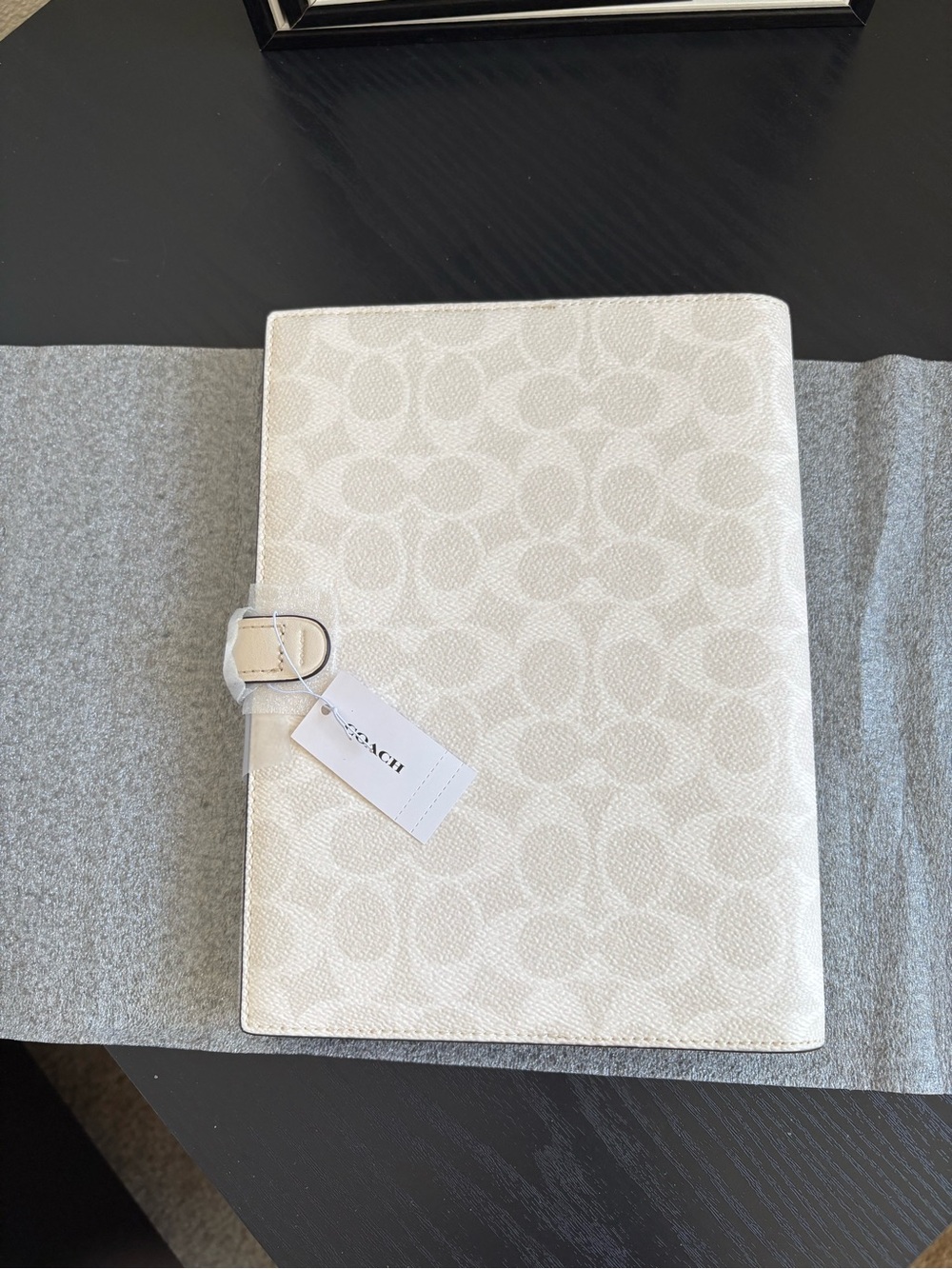 Coach White Signature Notebook Cover with Blue Denim Butterfly Patches - Picture 3 of 6